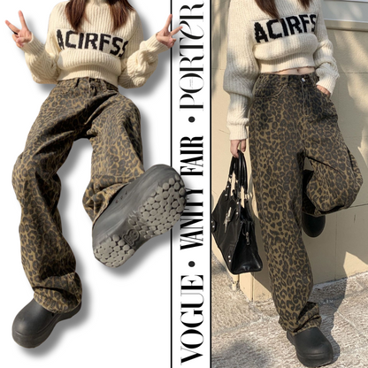 Leopard Baggy Jeans