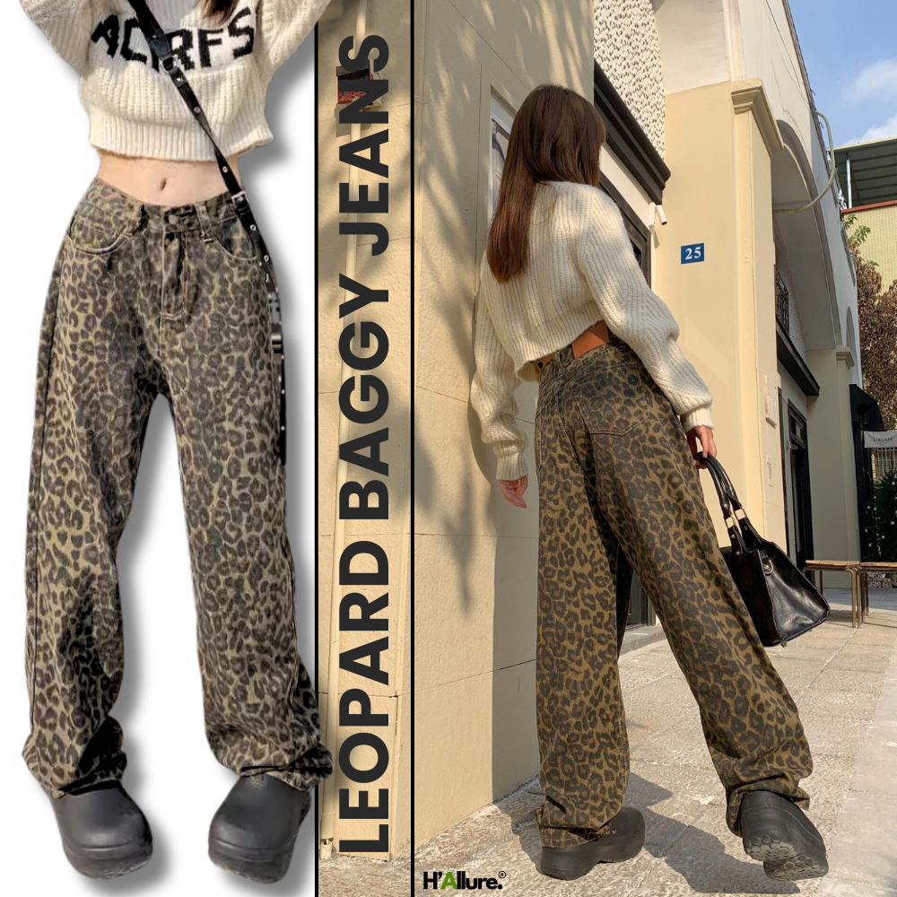 Leopard Baggy Jeans