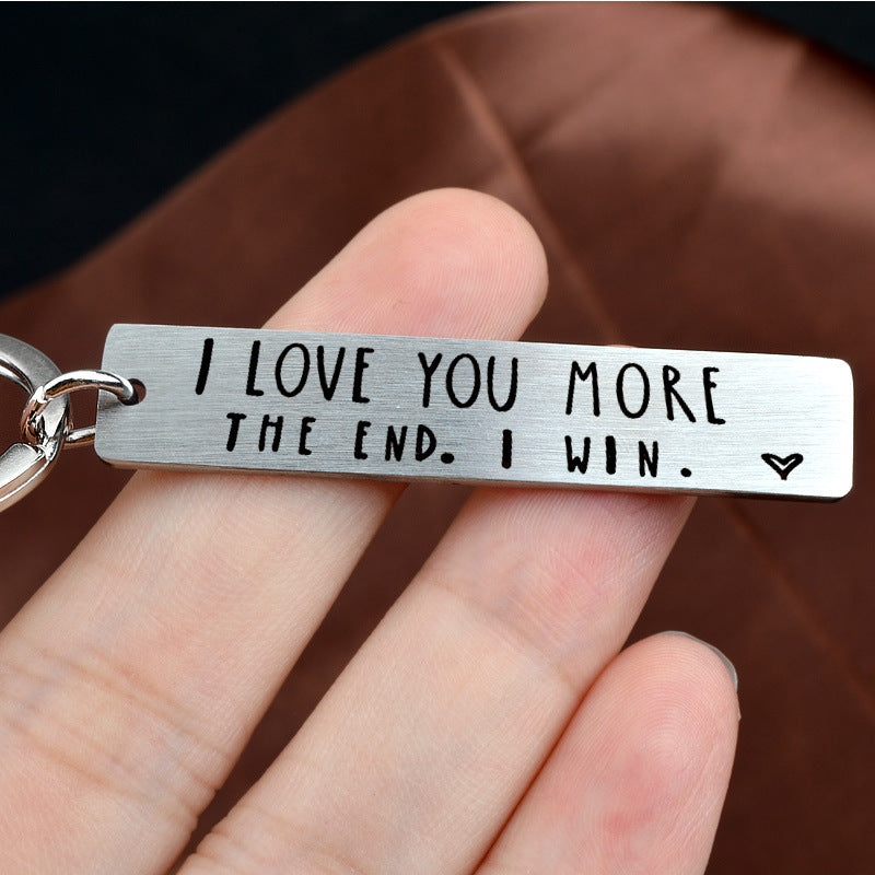 "I Love You More" Stainless Steel Keychain